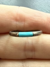 Ancienne Bague En Argent Massif 925 Jonc Alliance Anneaux Créateur turquoise