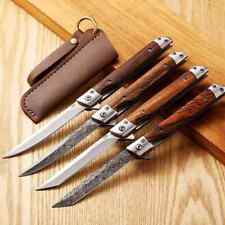 Couteau Poche Pliant Lame Acier Damas Chasse Pêche Sport Cuisine Table Camping