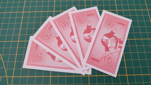 Lot billets pièce jeu - x5,