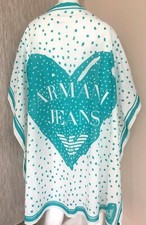 Armani Jeans Grand Coton Écharpe / Paréo / Sarong Fabriqué En Italie Neuf