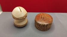 Bois bois sculptée  avec écorce et tirelire bois forme champignon avec écorce