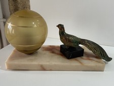Lampe chevet à Poser globe  faisan Laiton sur marbre Collection Art Deco Rétro