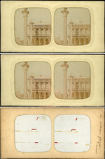 Stéréo, Italie, Venise, les colonnes grecques vintage stéréo card tissue, carte 