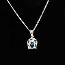 Pendentif Œil Turc Argent De Loi Forme Cheval Chance, Chaîne 45 CM Et Coffret
