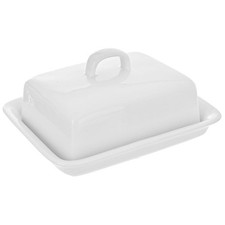 Beurrier en céramique blanche