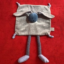 ?? Doudou Lapin Carré Gris Jambes Vichy Bleu  Théo et Inès TTBE