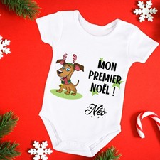 Body bébé ou tee-shirt Noël personnalisable modèle chien