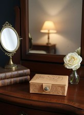 Boîte à Bijoux Vintage en Cuir Néfertiti, Artisanat Égyptien, Petite Boîte