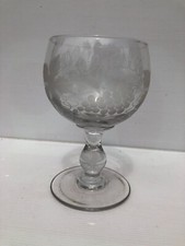 ❤️ Ancien verre à pied  Grand Format  décor gravé raisins vigne grappe TBE