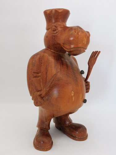 Sculpture bois hippopotame - sculpture,