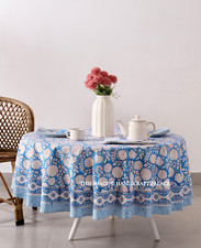 Nappe ronde bleue - et, blanche