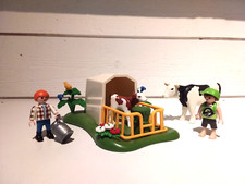PLAYMOBIL LOT ANIMAUX VACHE/ VEAU FERME ABRIS CAMPAGNE LAIT ENFANTS VACANCES