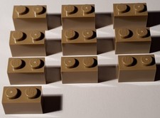 Lego dark tan brick 1x2 - dark, ref