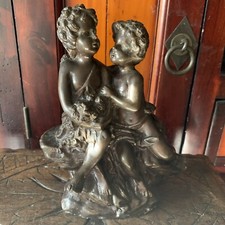 Rare Ancienne Statue Sculpture d’Auguste MOREAU ENFANTS AMOUREUX (1834-1917)