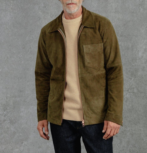 Veste cuir vert cafe racer - cuir,