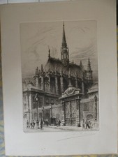 EAU FORTE signée au crayon de CHARLES PINET  Paris la sainte chapelle