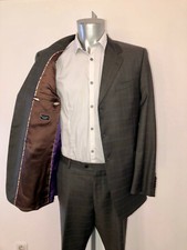 costume fin en mérinos gris quadrillé PAUL SMITH veste 52 pantalon 42 comme neuf
