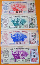 4 Billets de Loterie Nationale 1962 - Les Gueules Cassées 1/10 -