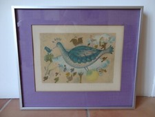 ancien tableau lithographie d un oiseau signée numérotée style chagal