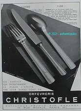 PUBLICITE CHRISTOFLE COUVERTS MODELE GABON ORFEVRERIE DE 1937 FRENCH AD PUB RARE