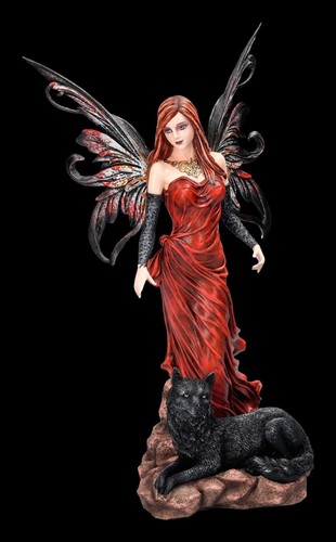 Figurine elfe mysta avec loup - elfe,