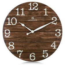 Horloge Murale Bois Silencieuse Retro Rustique Vintage Pendule Murale Marron ...
