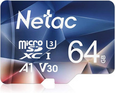 Netac 64GB Carte Mémoire TF Card 100/30MB/s UHS-I C10 U3 A1 V30 64G, 1 Pack