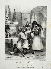 Jour Bonheur LITHOGRAPHIE Vilain CHARLET Militaria OMELETTE Alcool XIX°