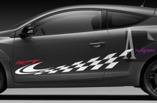 2 X BANDES DAMIERS RACING POUR MEGANE POLO GOLF CLIO AUTOCOLLANT STICKER BD513