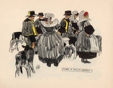 1930 Mathurin MEHEUT Foire a Rospodern Bretagne Original Edition Velin Annam