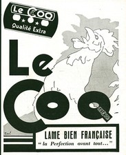 Publicité ancienne lame de rasoir le Coq  1929 issue de magazine Erel
