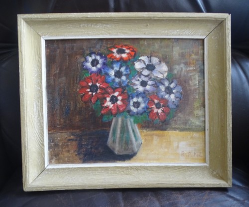Tableau signé peinture vase