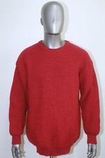 Vintage Red 100% Wool Chunky Knit Mens Sweater BARBOUR Size XXL Made in Scotland