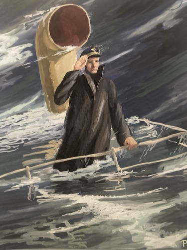 Peinture portrait homme marin - peinture,
