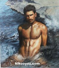 tableau peinture érotique huile sur toile homme nu intégrale / male painting