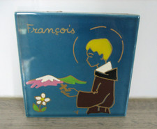 Ancien cadre religieux Icone peinture sur  faience François