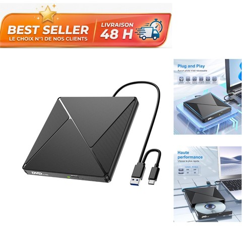 Lecteur dvd externe - cd/dvd, usb