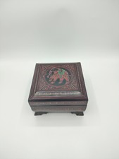 Jolie boîte en bois, Décor éléphants, Style indien, Coffret à bijoux, Vide poche