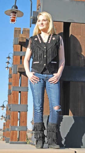Femmes noir suède cuir - noir, gilet