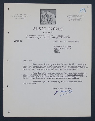 Facture 1953 fondeur editeurs - facture,