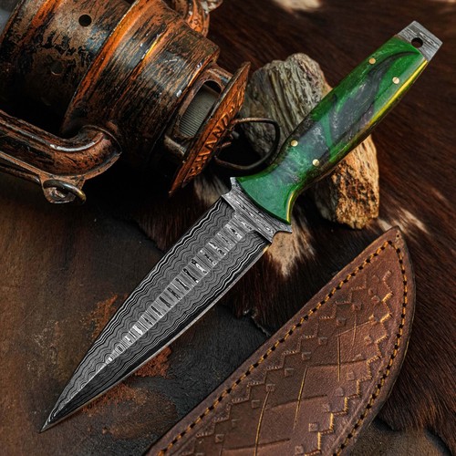 Damascus dagger knife - 9.1",