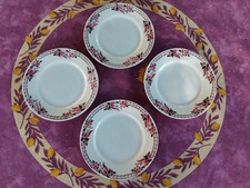 4 Assiettes à Dessert Faience Saint Amand Céranord Modèl 661 Floral Rose et Vert