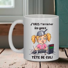 Mug "J’vais t’arracher les yeux tête de cul" – humour décalé – 350 ml – punchlin