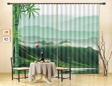 Montagnes Vertes Bambou 3D Rideau Blockout Photo Impression Rideaux Draper Tissu
