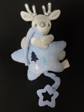 Y5. Doudou peluche musical TOMKIDS TOM & KIDDY FAON bleu blanc étoile sapin TTBE