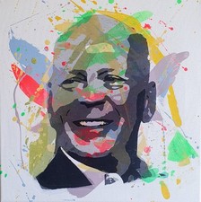PyB signed BRUCE WILLIS tableau pop STREET ART graffiti painting cadre toile