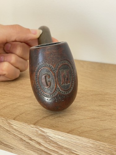 Ancienne pipe bois - ancienne, sculpté