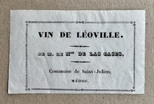 Étiquette du XIXème siècle Vin Léoville du Marquis de Las Cases / Saint-Julien