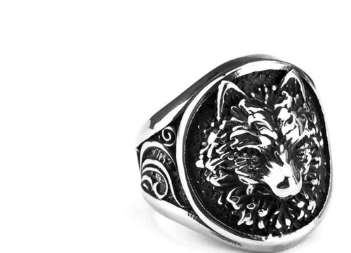 Bague loup bijou acier - loup, en