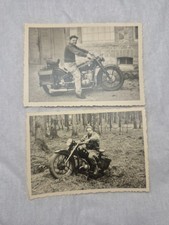 Lot 2x photos WWII soldats américains sur moto allemande DKW NZ 350 Wehrmacht années 1940"